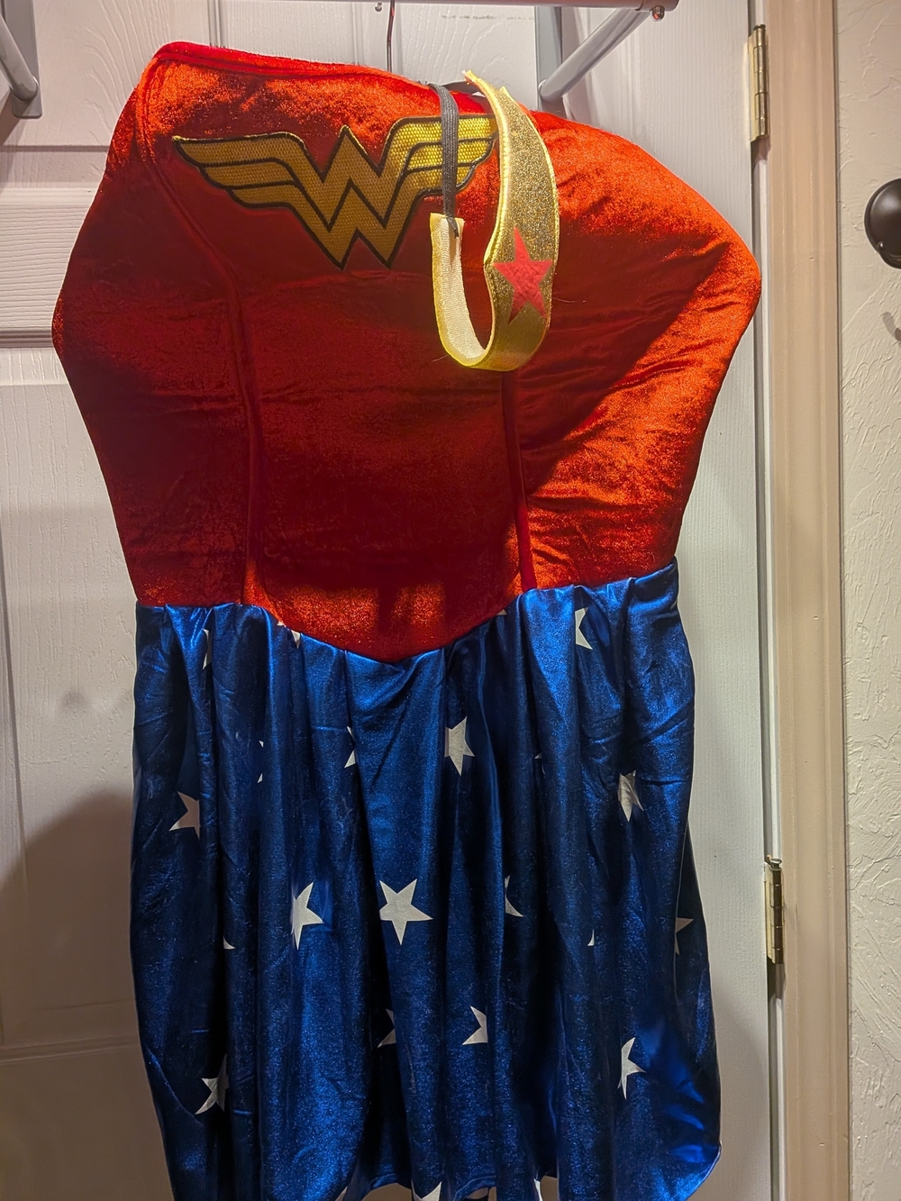 Wonder Woman Red & Blue Costume Dress with Gold Tiara
